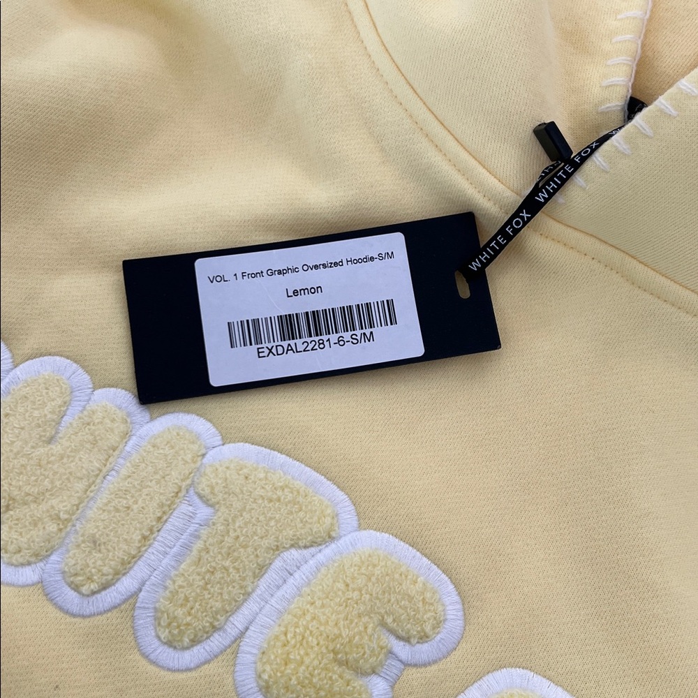 White Fox Puff Lettering Yellow Hoodie - Picture 3 of 3